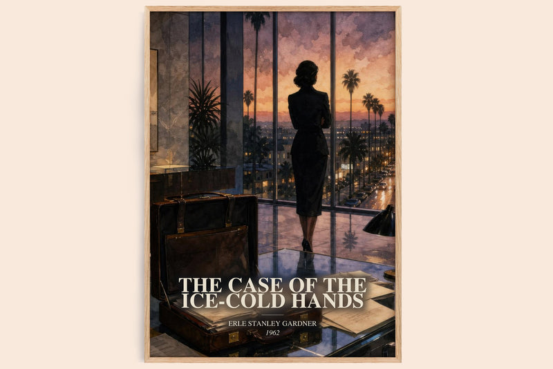 The Case Of The Ice-Cold Hands watercolour book poster by Erle Stanley Gardner – framed literary art print