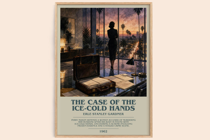 The Case Of The Ice-Cold Hands bookish book poster by Erle Stanley Gardner – framed literary art print