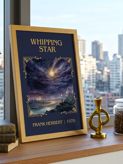 Whipping Star Classic Book Art Print by Frank Herbert – framed print on a city-view windowsill