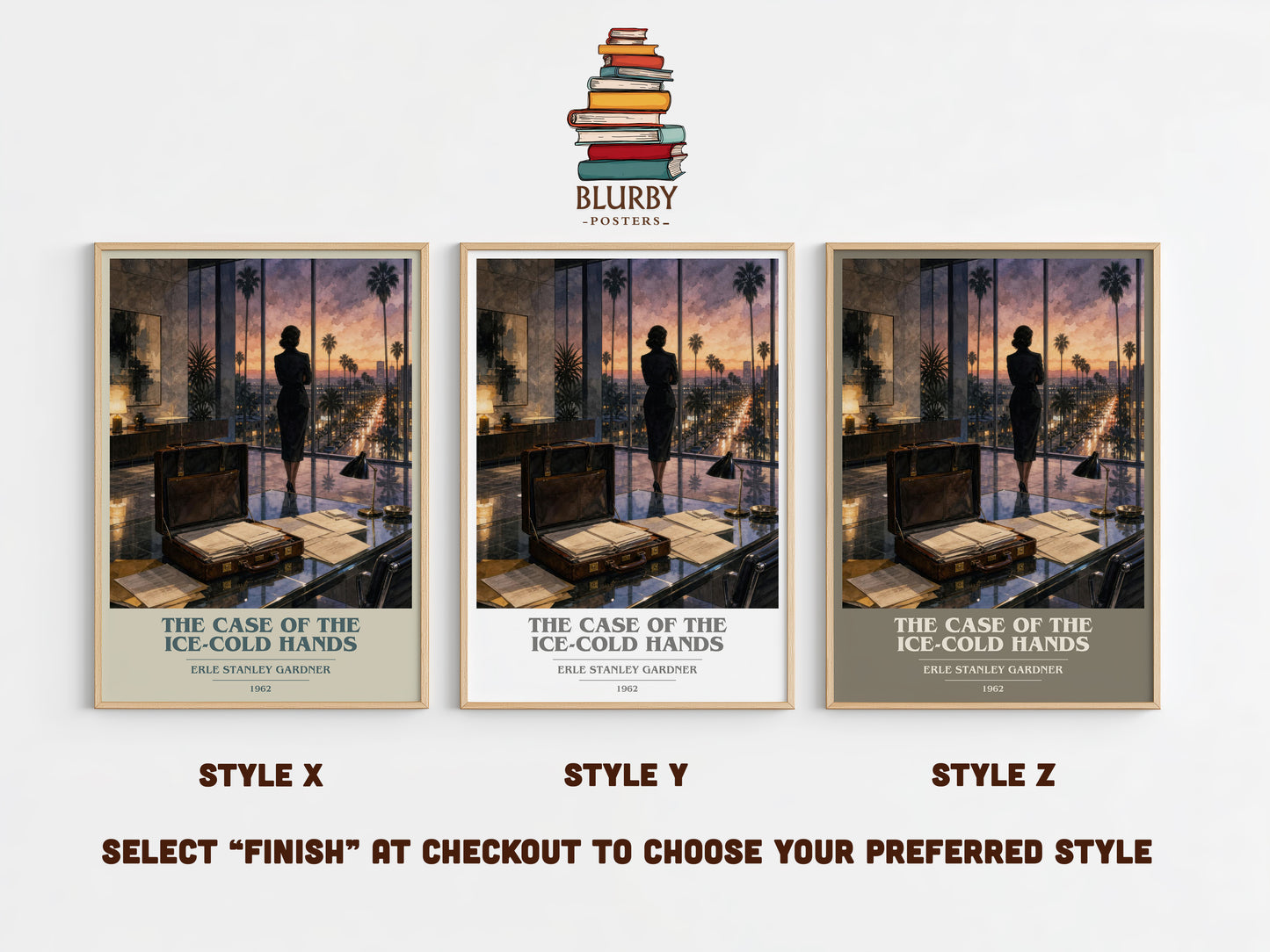 The Case Of The Ice-Cold Hands book cover print in frame leaning in hallway – mystery wall art