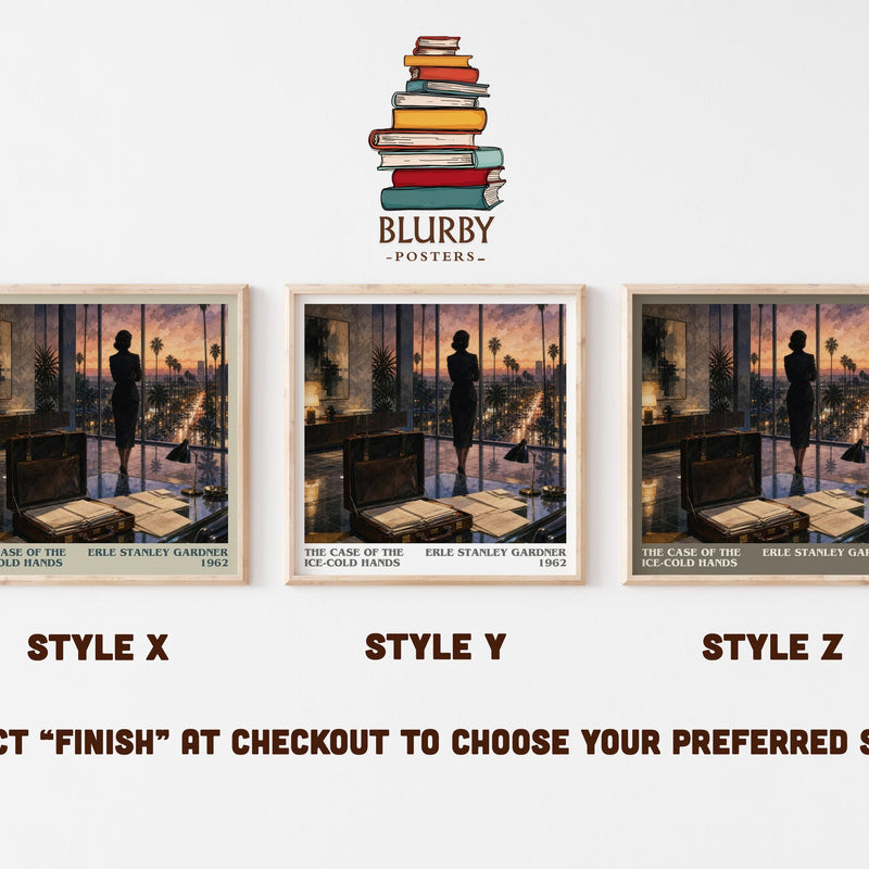 The Case Of The Ice-Cold Hands literary print in frame leaning in hallway – mystery wall art