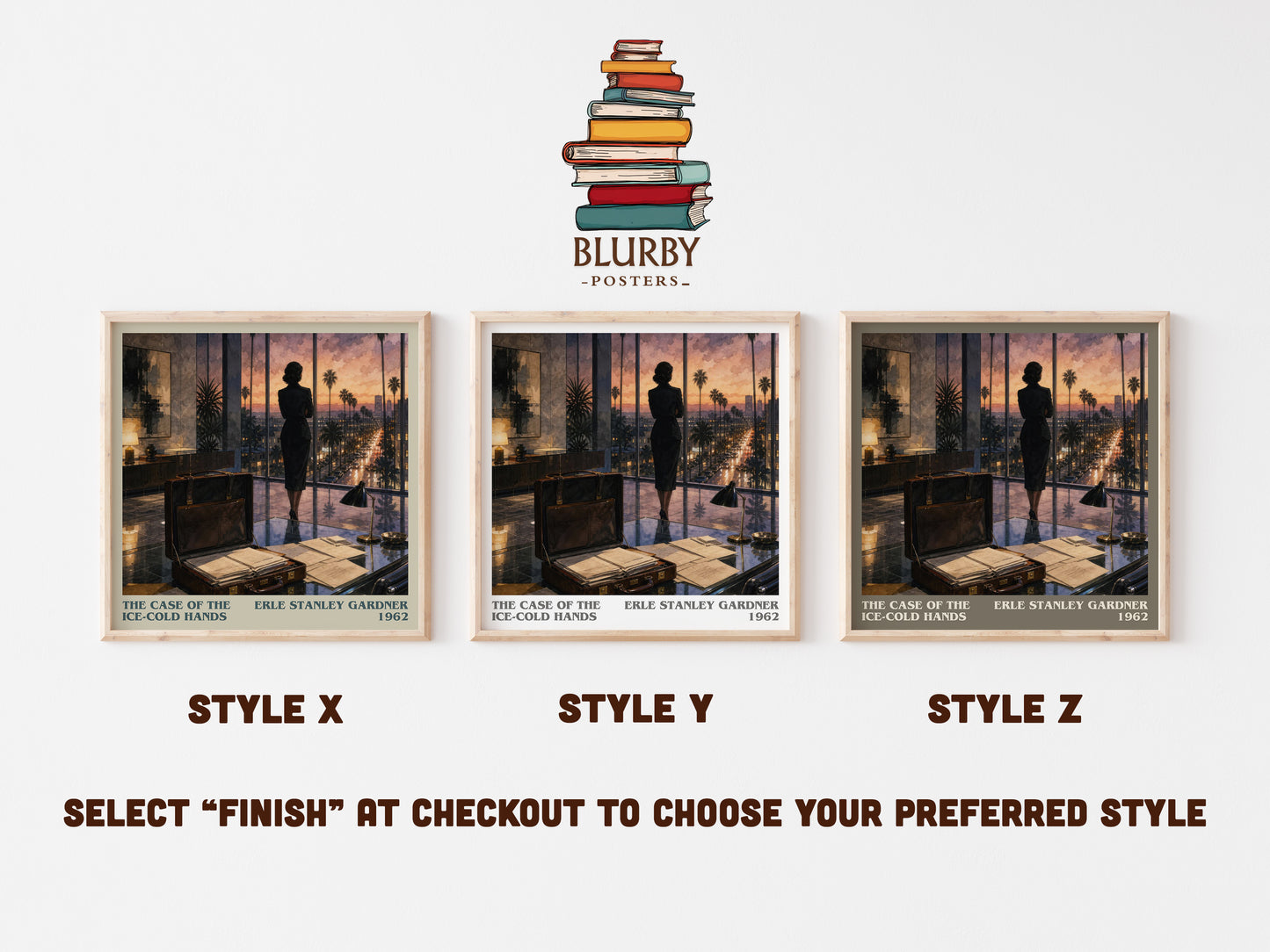 The Case Of The Ice-Cold Hands literary print in frame leaning in hallway – mystery wall art