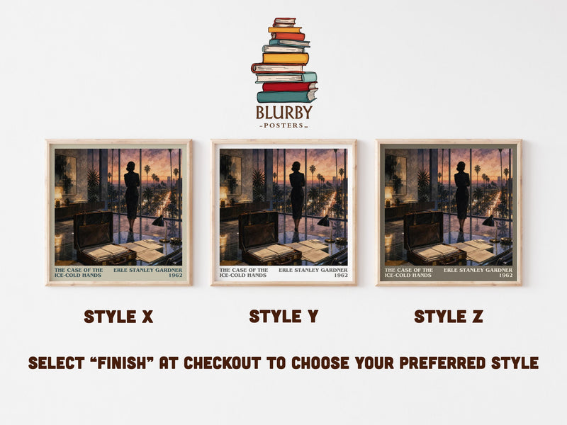 The Case Of The Ice-Cold Hands literary print in frame leaning in hallway – mystery wall art