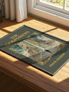 The Godmakers Classic Book Art Print by Frank Herbert – print on a sunlit desk