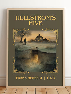 Hellstrom's Hive Classic Book Art Print by Frank Herbert – framed print leaning on a wooden floor