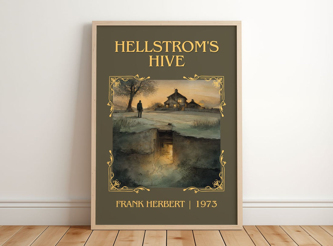 Hellstrom's Hive Classic Book Art Print by Frank Herbert – framed print leaning on a wooden floor