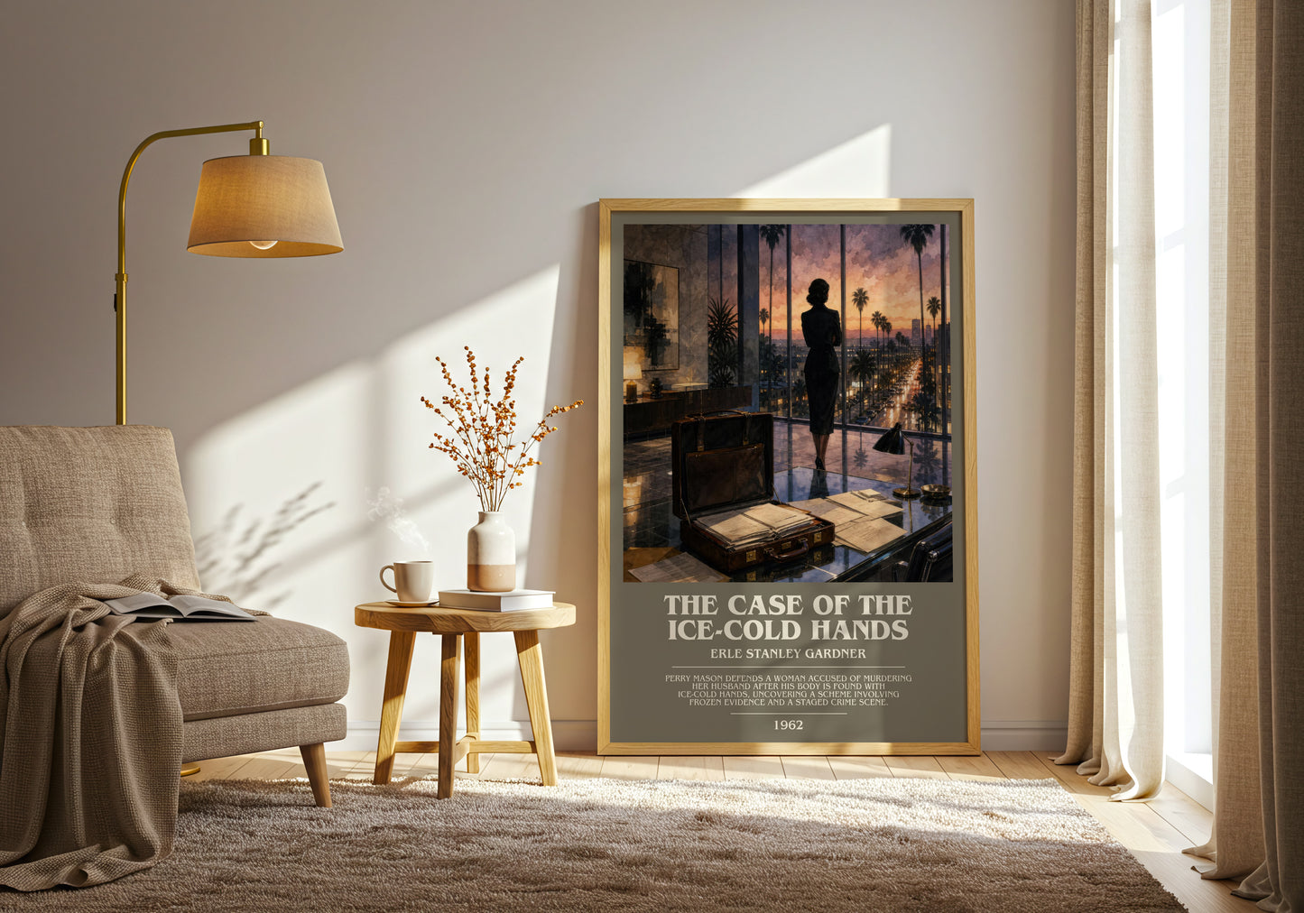 The Case Of The Ice-Cold Hands bookish print on bookshelf – Erle Stanley Gardner fan gift