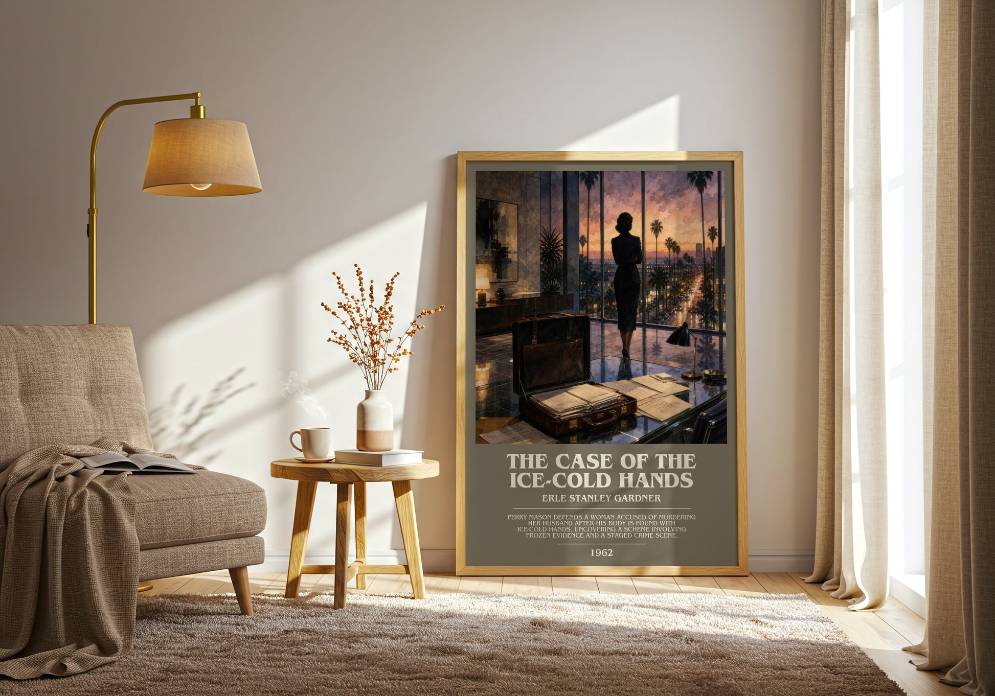 The Case Of The Ice-Cold Hands bookish print on bookshelf – Erle Stanley Gardner fan gift