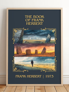 The Book Of Frank Herbert Classic Book Art Print by Frank Herbert – framed print leaning on a wooden floor