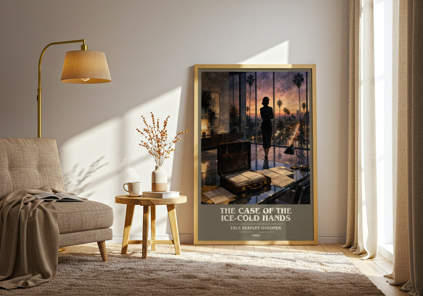 The Case Of The Ice-Cold Hands book cover print on bookshelf – Erle Stanley Gardner fan gift