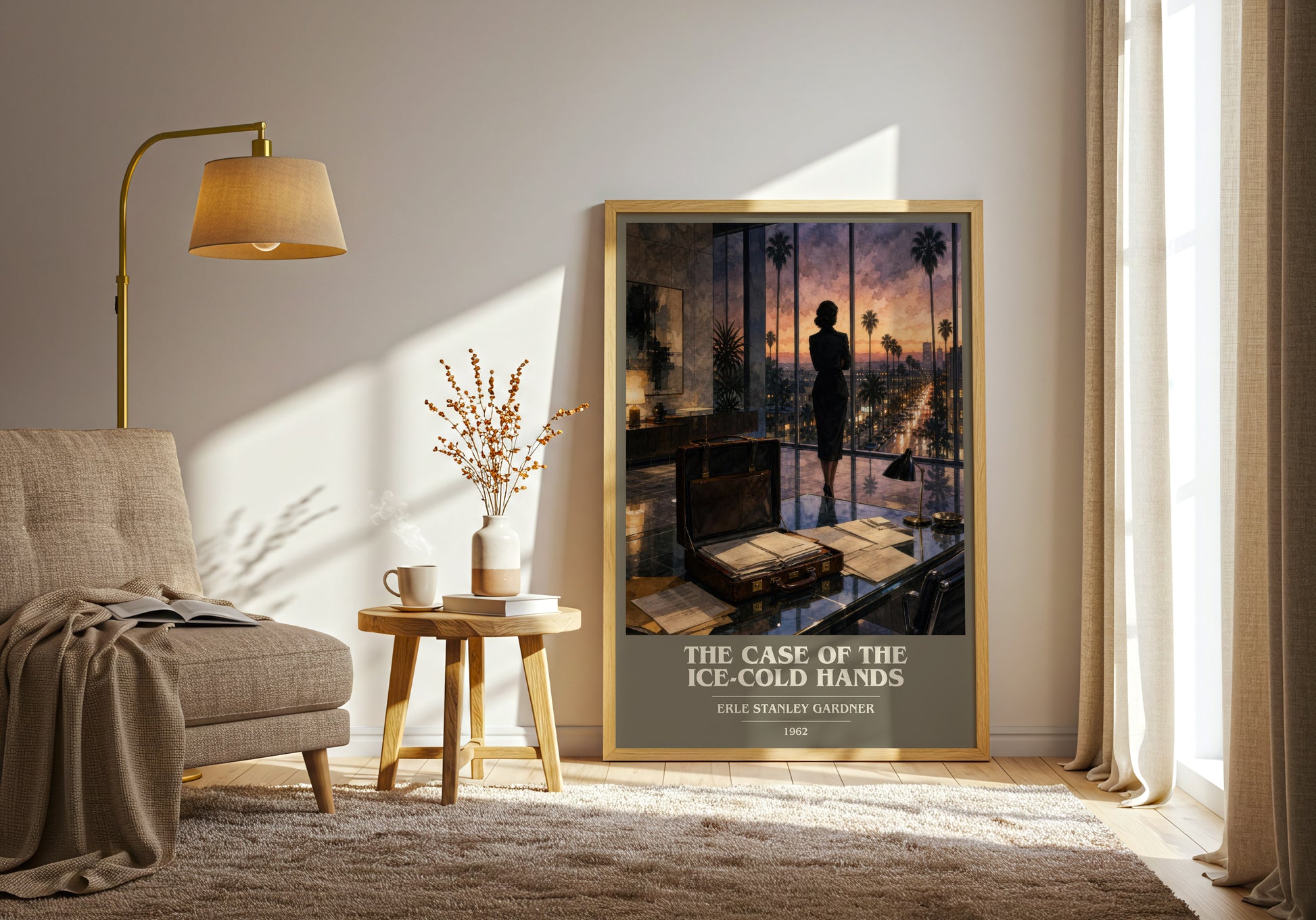 The Case Of The Ice-Cold Hands book cover print on bookshelf – Erle Stanley Gardner fan gift