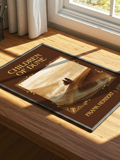 Children Of Dune Classic Book Art Print by Frank Herbert – print on a sunlit desk