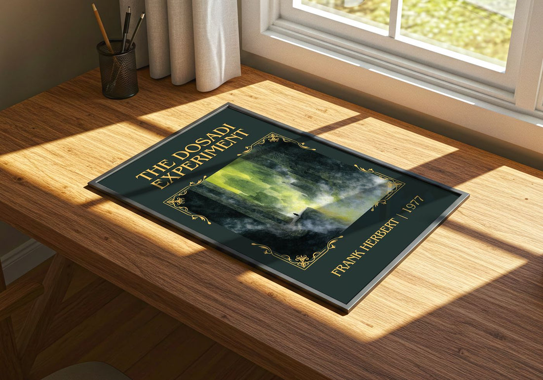 The Dosadi Experiment Classic Book Art Print by Frank Herbert – print on a sunlit desk