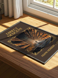 Direct Descent Classic Book Art Print by Frank Herbert – print on a sunlit desk