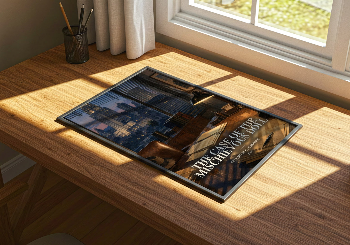 The Case Of The Mischievous Doll watercolour book poster framed on wall – mystery wall art