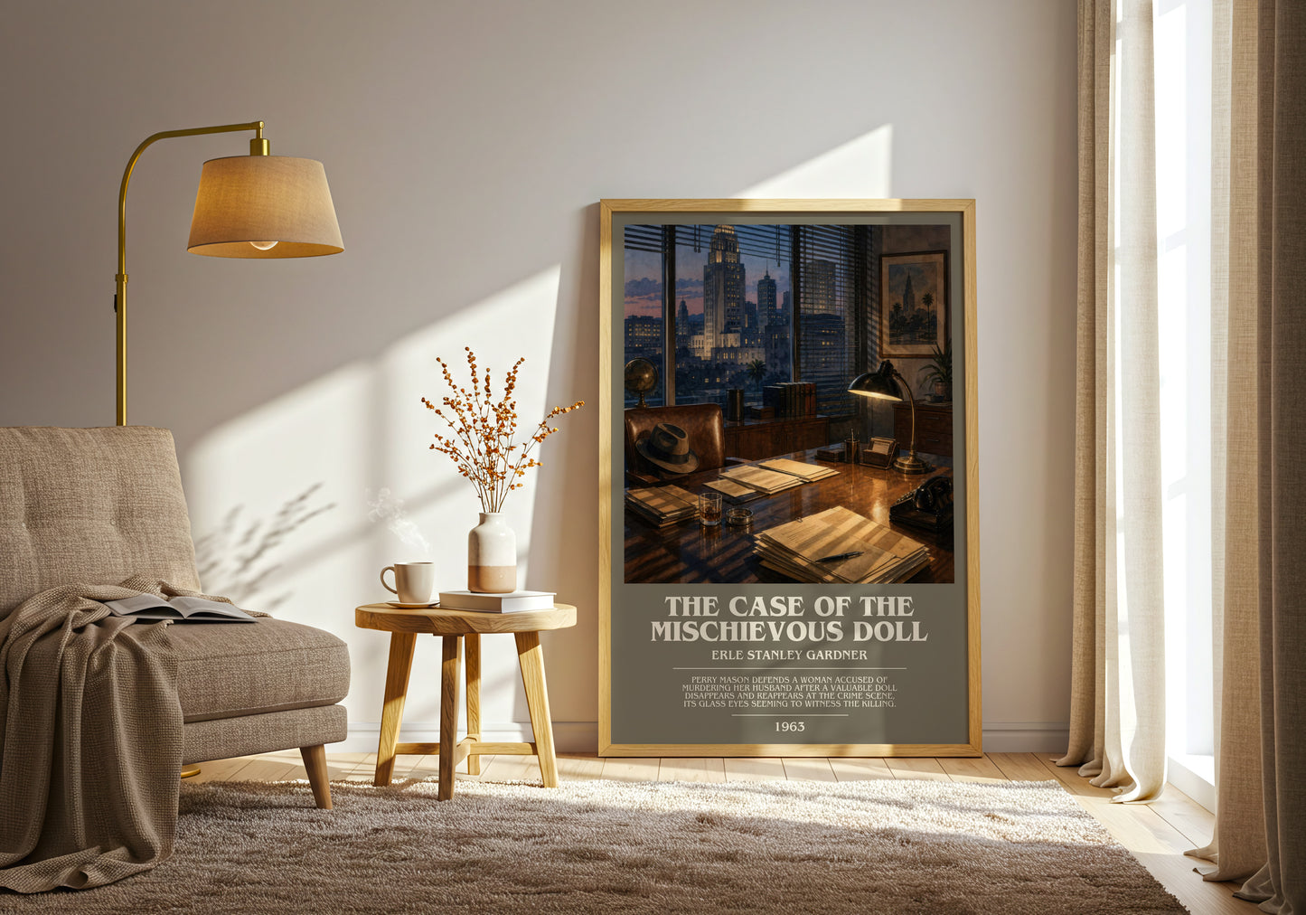 The Case Of The Mischievous Doll bookish print on bookshelf – Erle Stanley Gardner fan gift