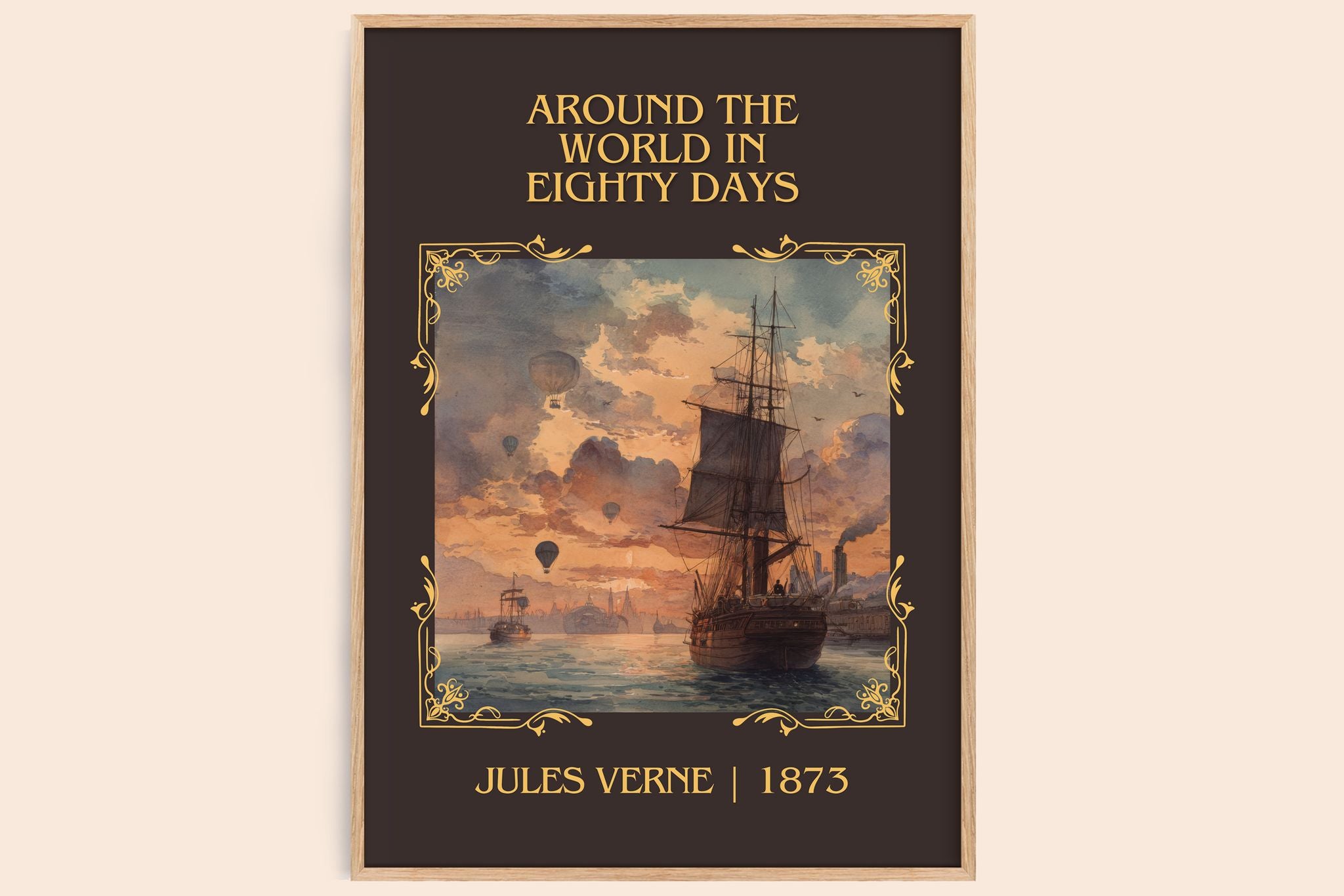 Around The World In Eighty Days Classic Book Art Print by Jules Verne