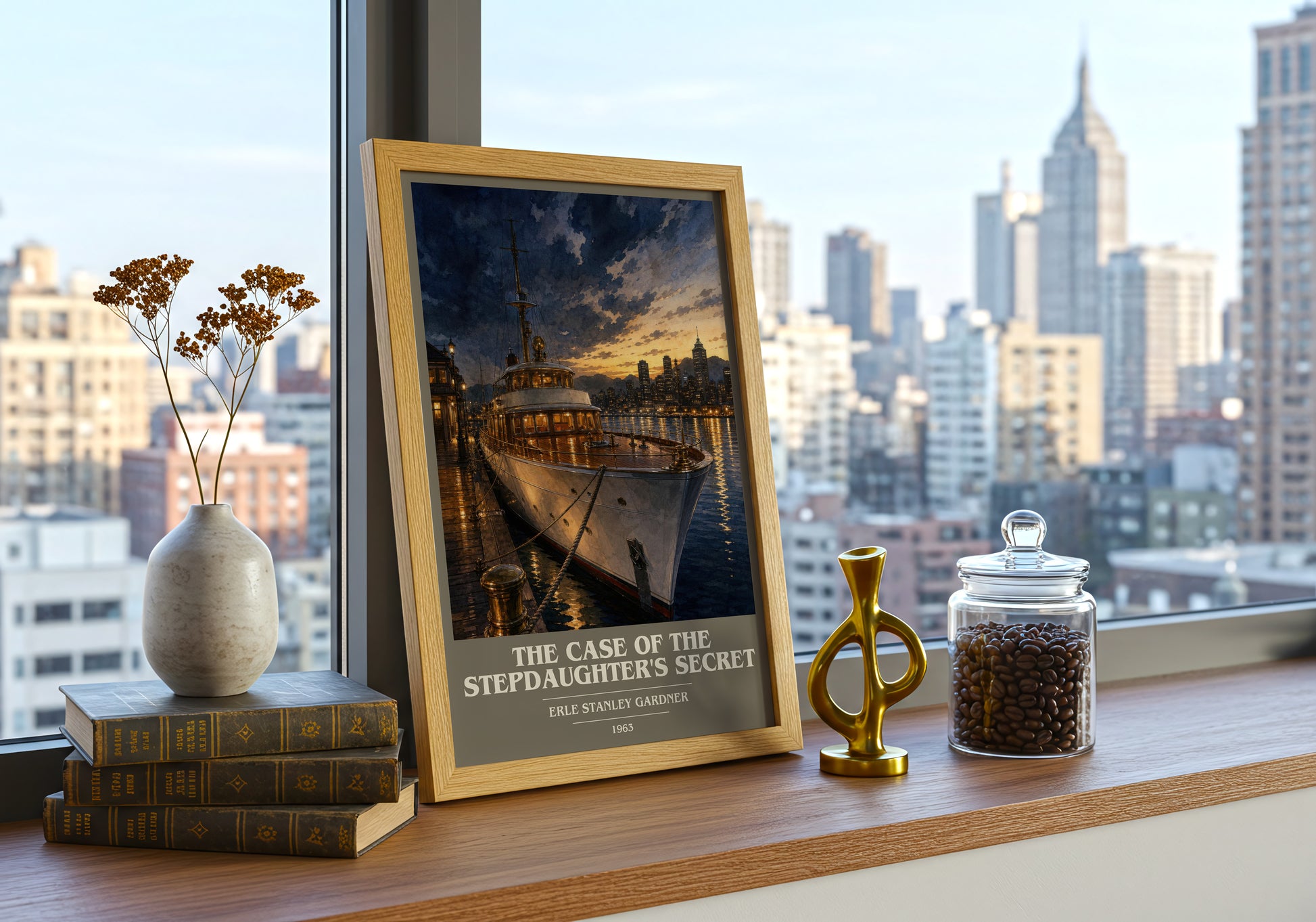 The Case Of The Stepdaughter'S Secret book cover print framed by window – literary home decor