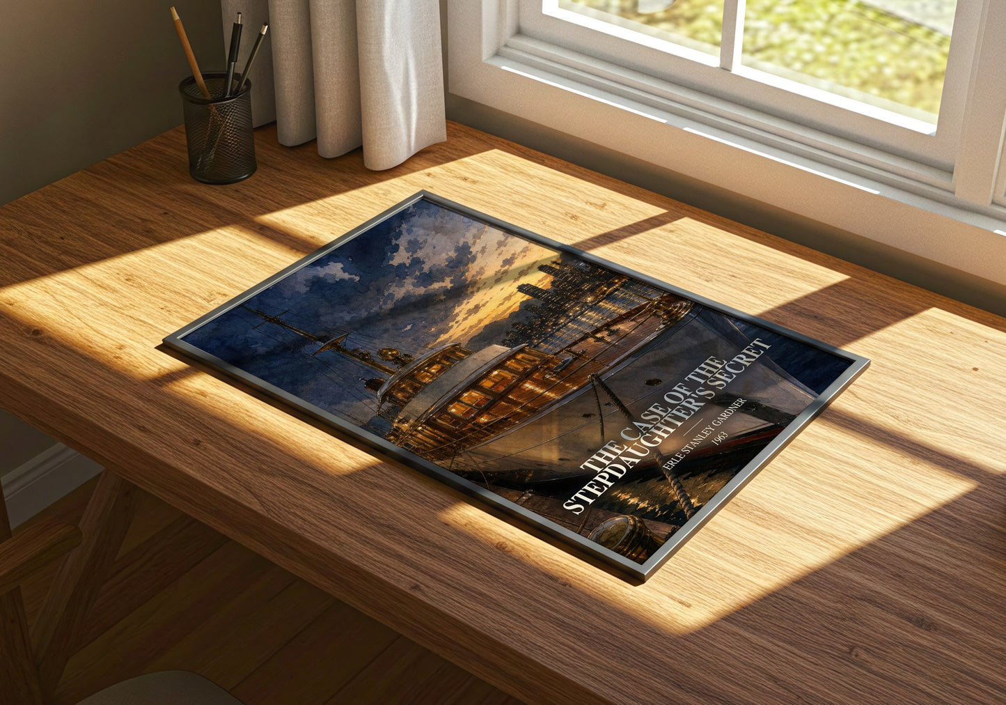 The Case Of The Stepdaughter'S Secret watercolour book poster framed on wall – mystery wall art