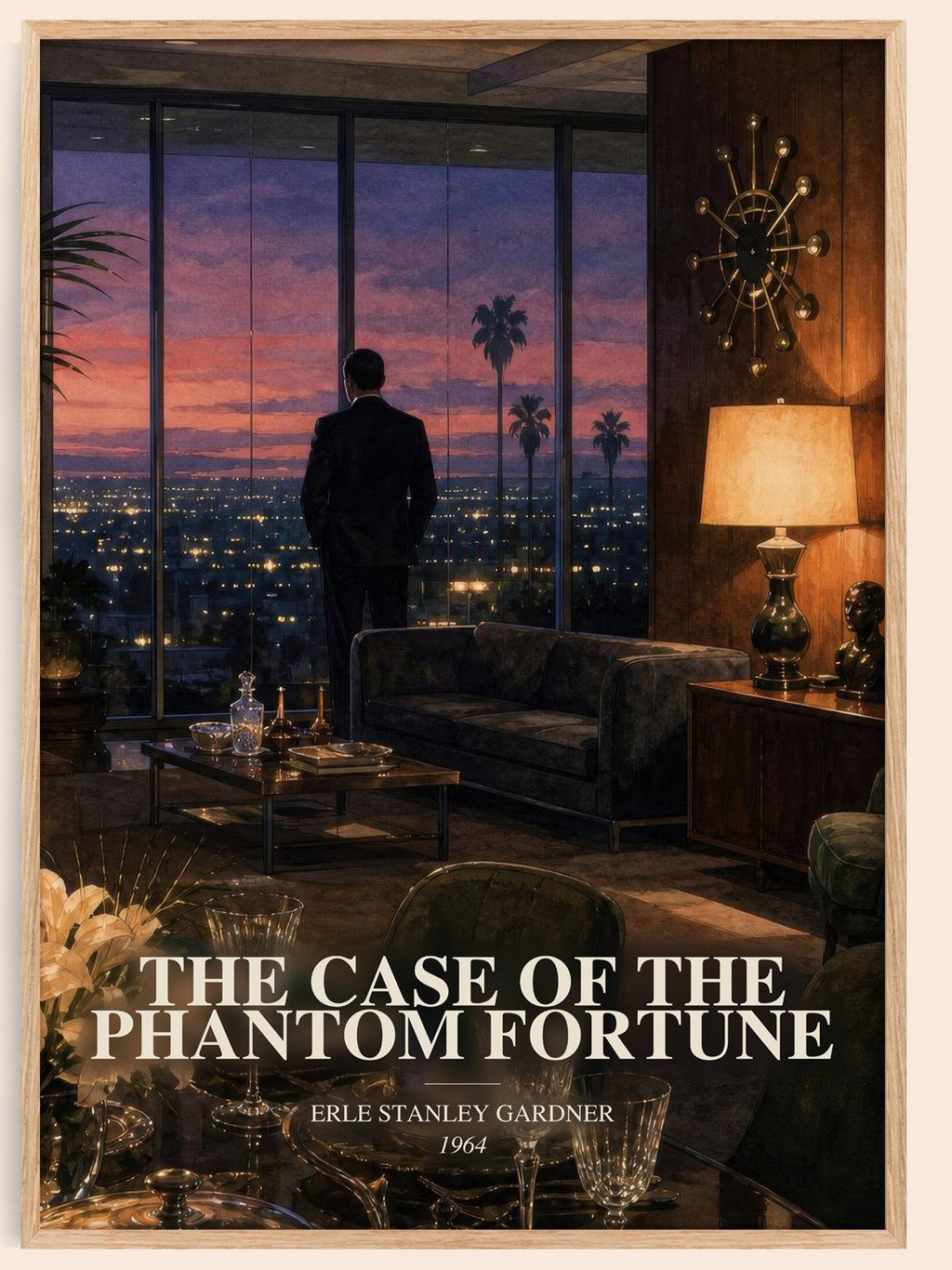 The Case Of The Phantom Fortune watercolour book poster by Erle Stanley Gardner – framed literary art print
