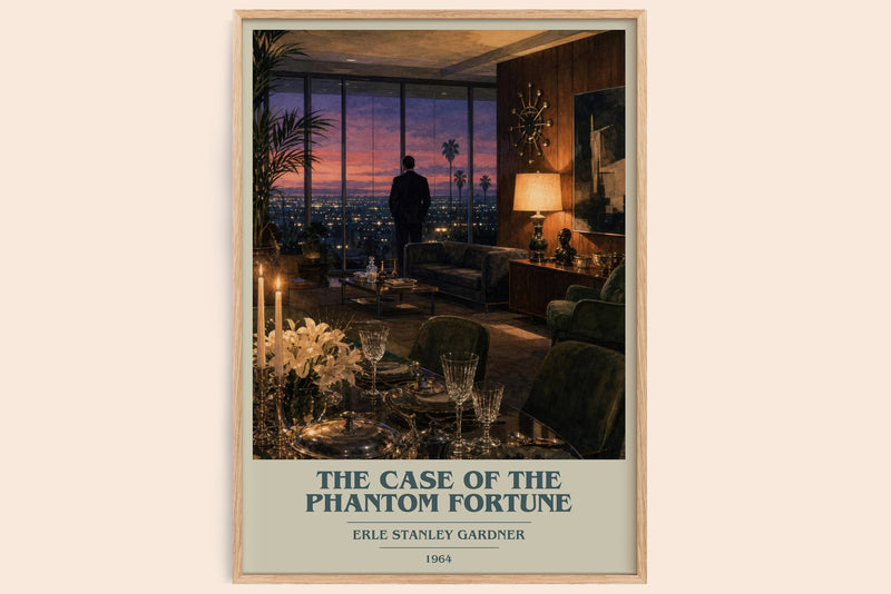 The Case Of The Phantom Fortune book cover book poster by Erle Stanley Gardner – framed literary art print
