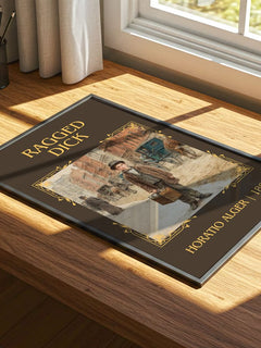Ragged Dick Classic Book Art Print by Horatio Alger – print on a sunlit desk