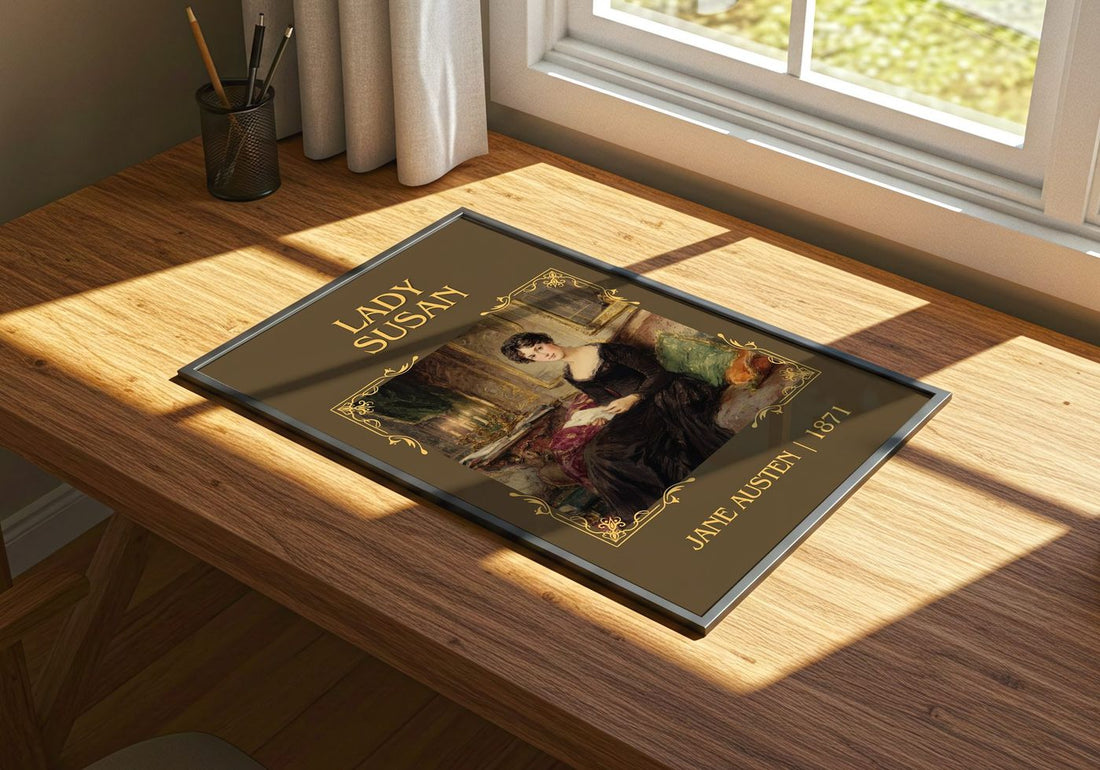 Lady Susan Classic Book Art Print by Jane Austen – print on a sunlit desk