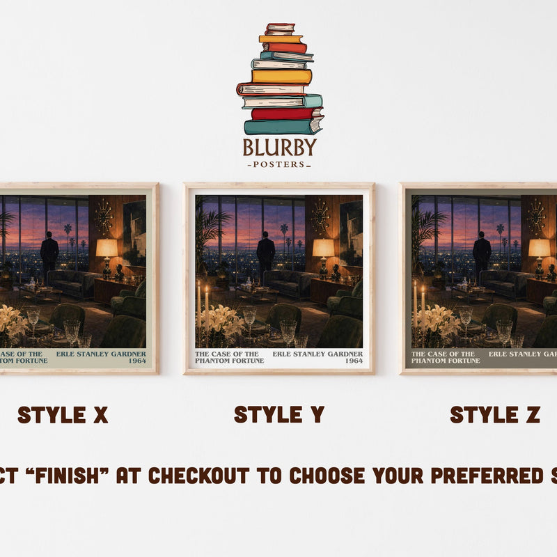 The Case Of The Phantom Fortune literary print in frame leaning in hallway – mystery wall art