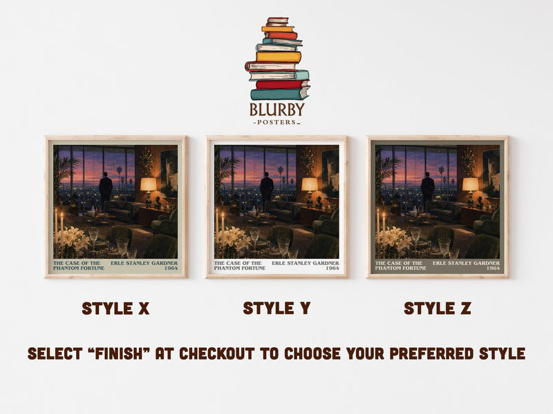 The Case Of The Phantom Fortune literary print in frame leaning in hallway – mystery wall art