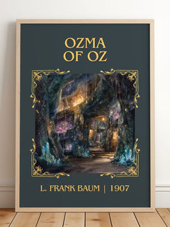 Ozma Of Oz Classic Book Art Print by L. Frank Baum – framed print leaning on a wooden floor