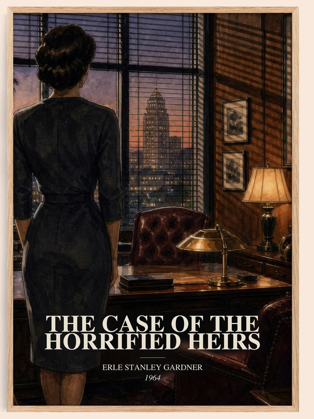 The Case Of The Horrified Heirs watercolour book poster by Erle Stanley Gardner – framed literary art print