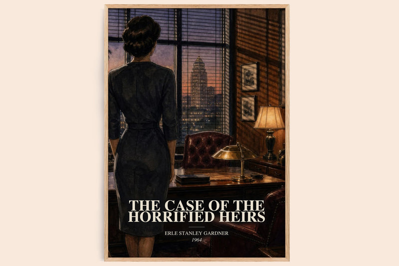 The Case Of The Horrified Heirs watercolour book poster by Erle Stanley Gardner – framed literary art print
