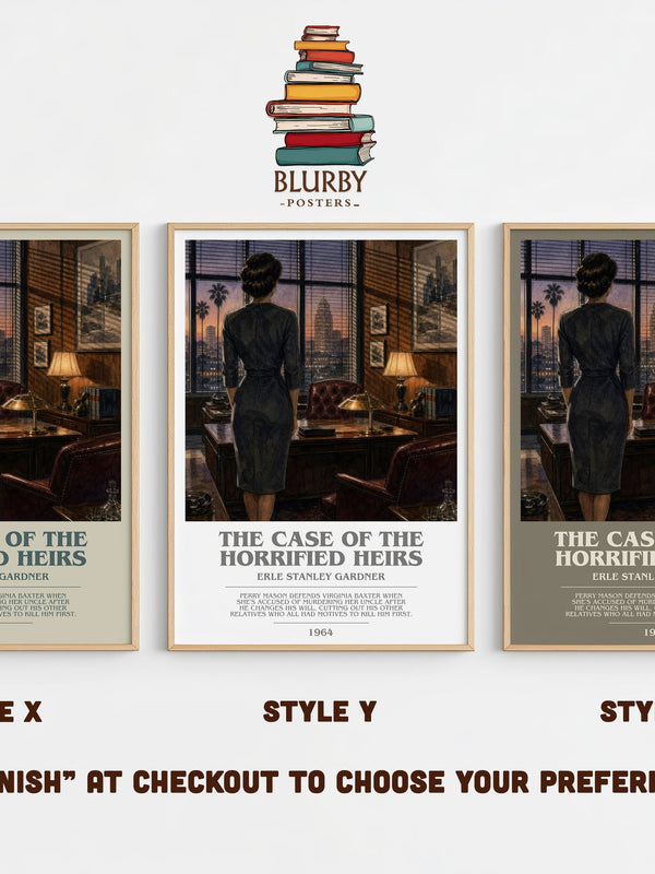 The Case Of The Horrified Heirs bookish print in frame leaning in hallway – mystery wall art