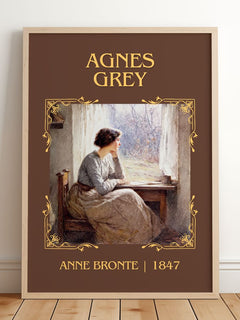 Agnes Grey Classic Book Art Print by Anne Brontë – framed print leaning on a wooden floor