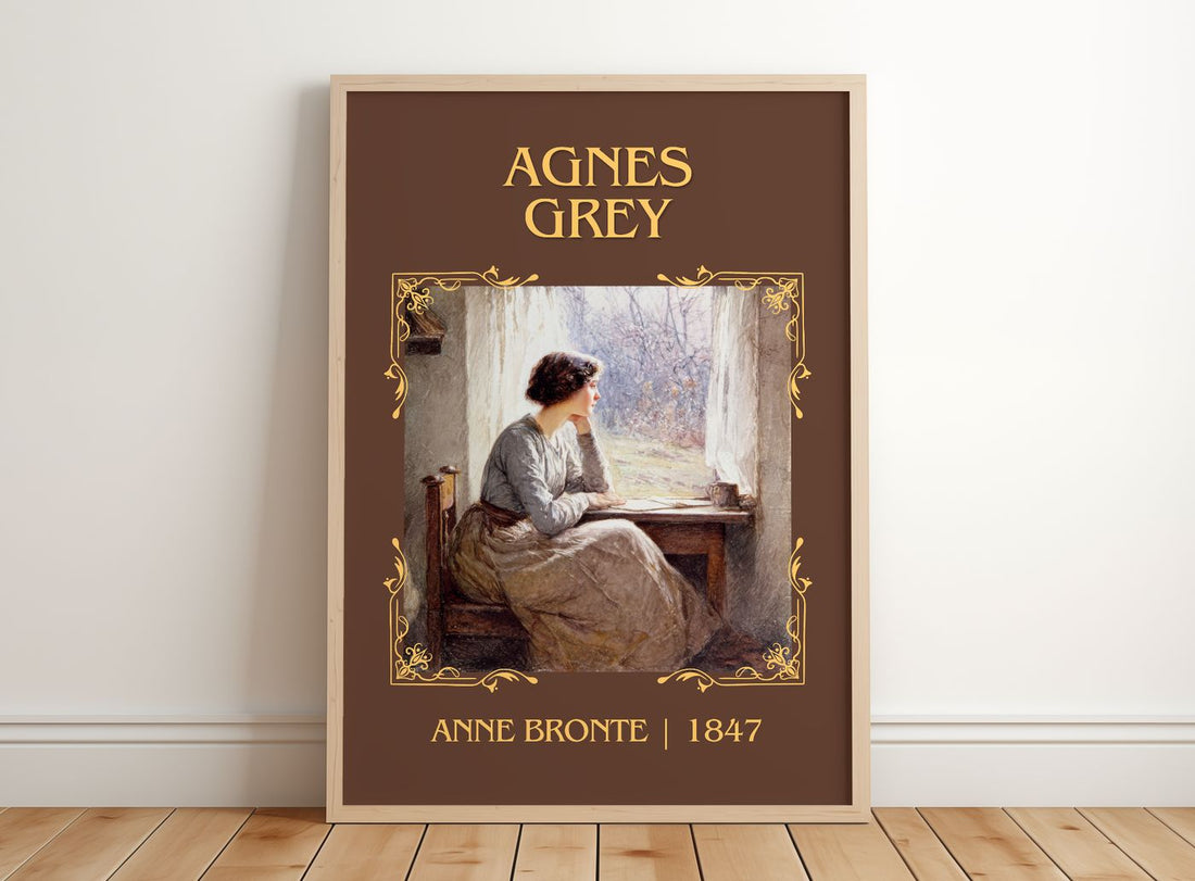 Agnes Grey Classic Book Art Print by Anne Brontë – framed print leaning on a wooden floor