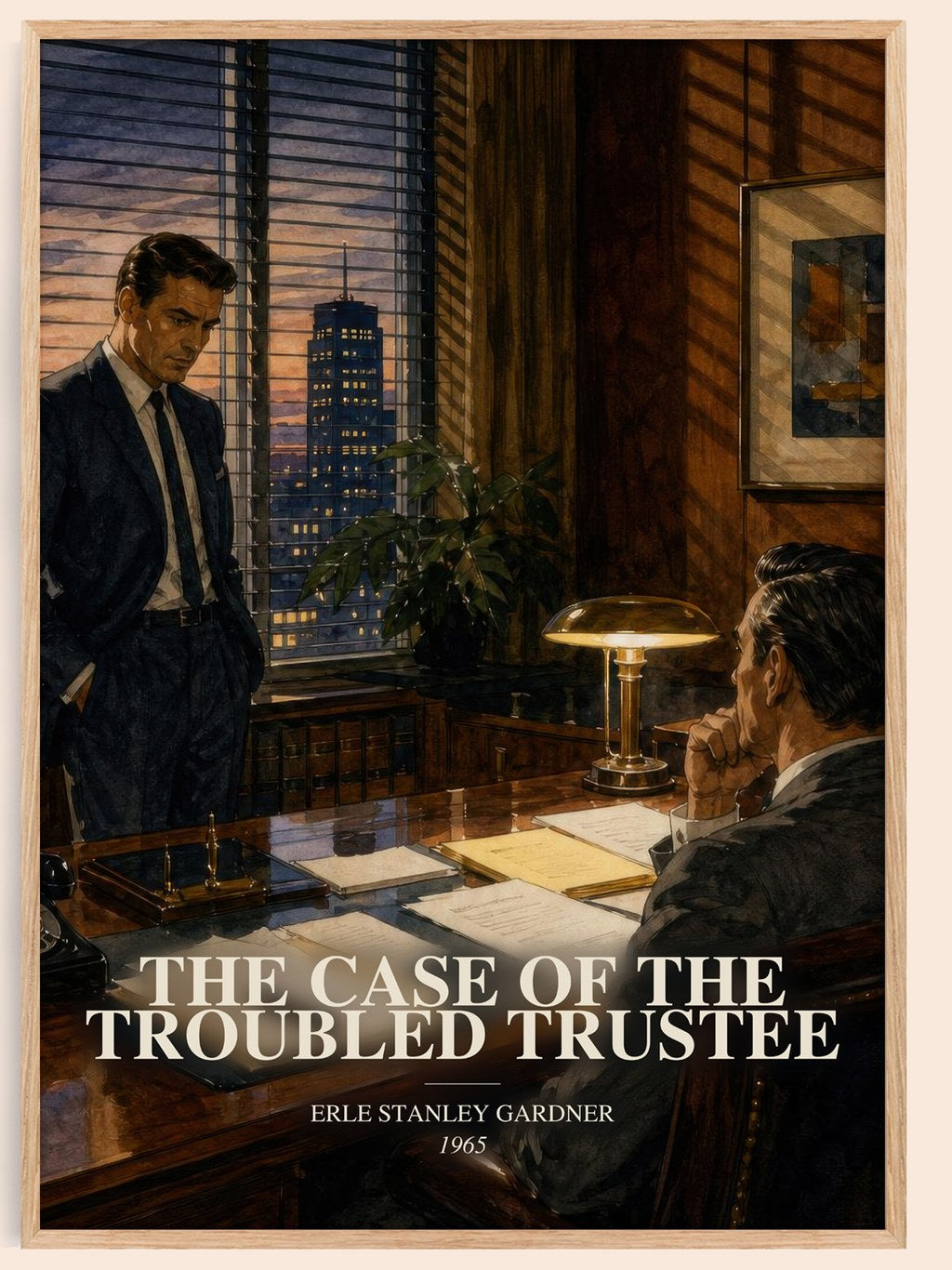 The Case Of The Troubled Trustee watercolour book poster by Erle Stanley Gardner – framed literary art print