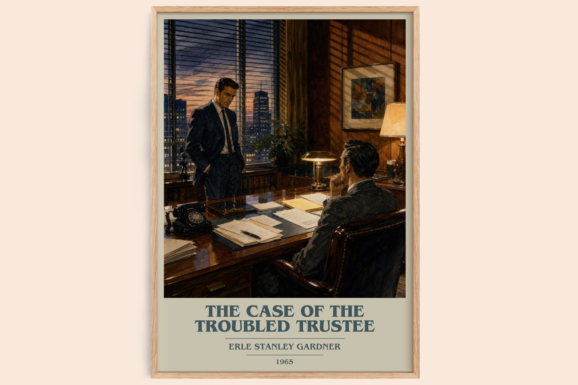 The Case Of The Troubled Trustee book cover book poster by Erle Stanley Gardner – framed literary art print