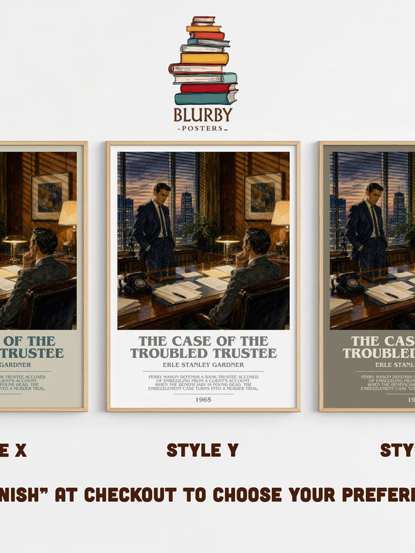 The Case Of The Troubled Trustee bookish print in frame leaning in hallway – mystery wall art