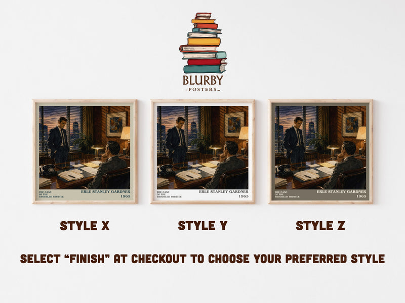 The Case Of The Troubled Trustee literary print in frame leaning in hallway – mystery wall art