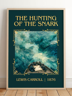 The Hunting Of The Snark Classic Book Art Print by Lewis Carroll – framed print leaning on a wooden floor