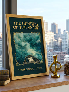 The Hunting Of The Snark Classic Book Art Print by Lewis Carroll – framed print on a city-view windowsill