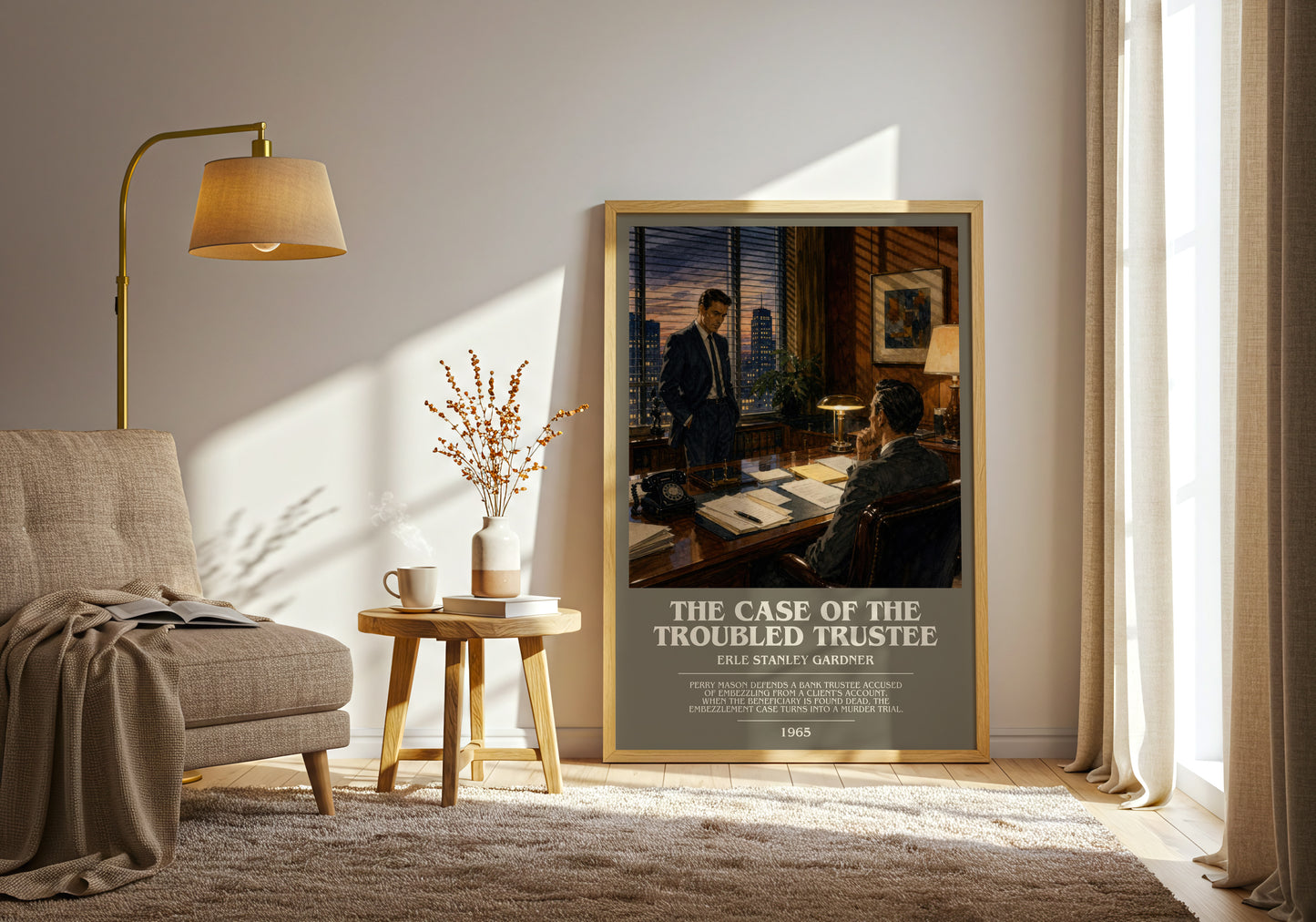 The Case Of The Troubled Trustee bookish print on bookshelf – Erle Stanley Gardner fan gift