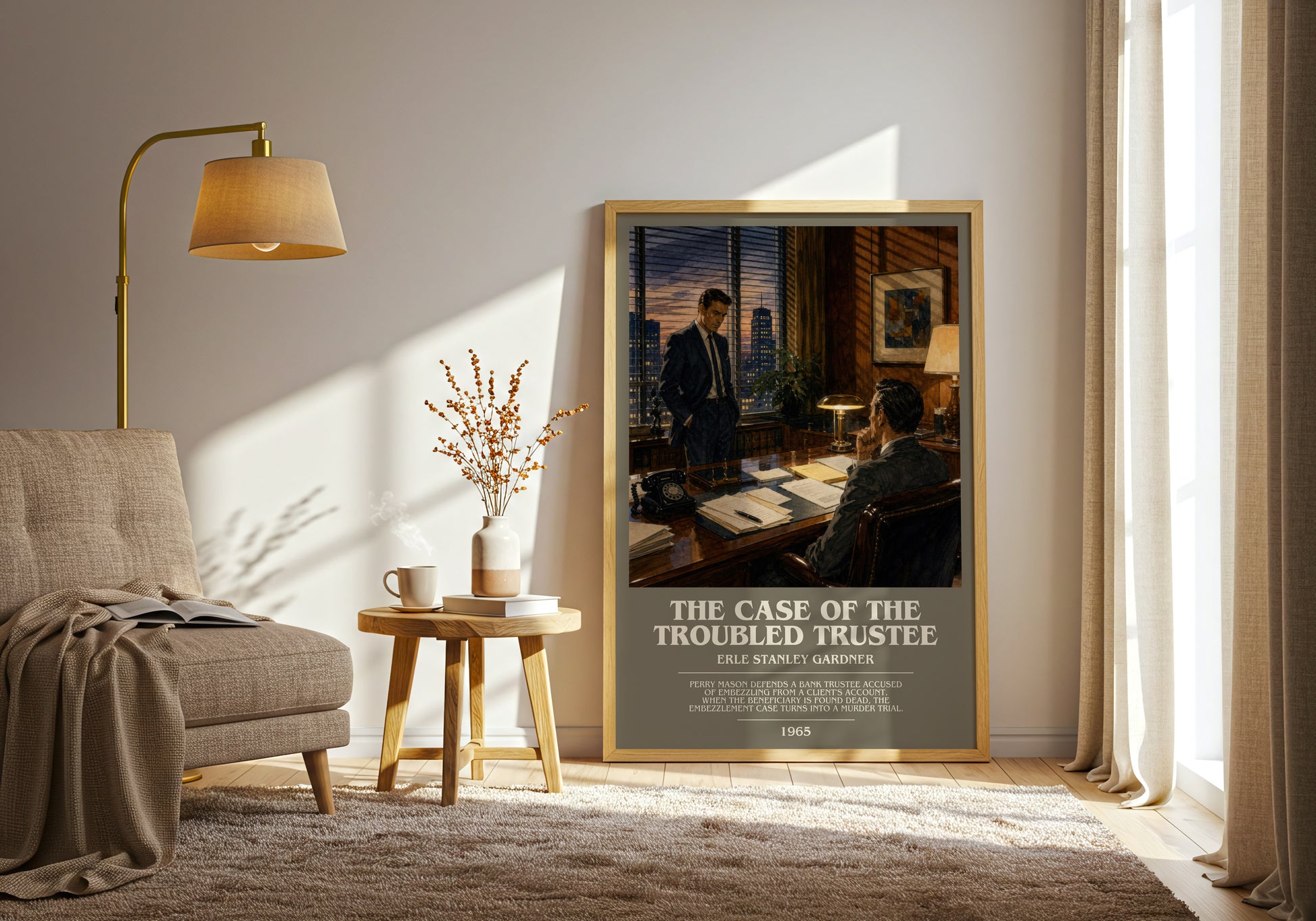 The Case Of The Troubled Trustee bookish print on bookshelf – Erle Stanley Gardner fan gift