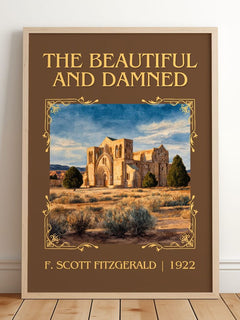 The Beautiful And Damned Classic Book Art Print by F. Scott Fitzgerald – framed print leaning on a wooden floor