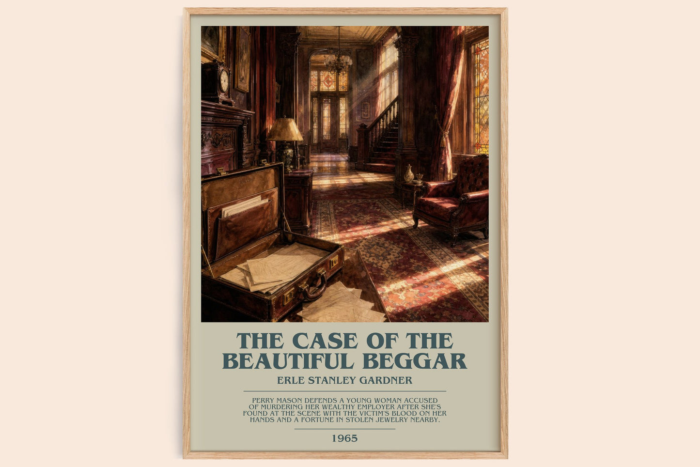 The Case Of The Beautiful Beggar bookish book poster by Erle Stanley Gardner – framed literary art print