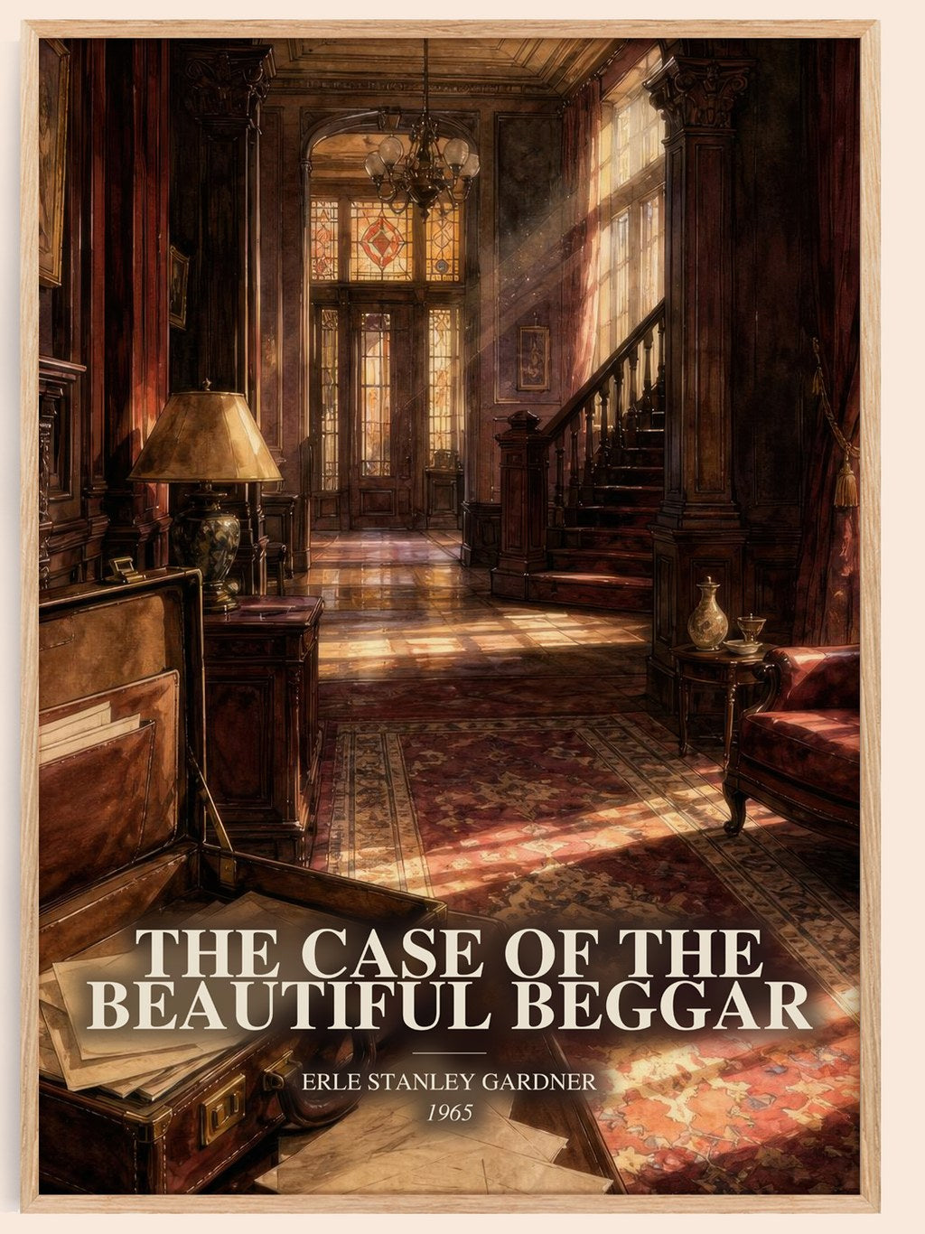 The Case Of The Beautiful Beggar watercolour book poster by Erle Stanley Gardner – framed literary art print