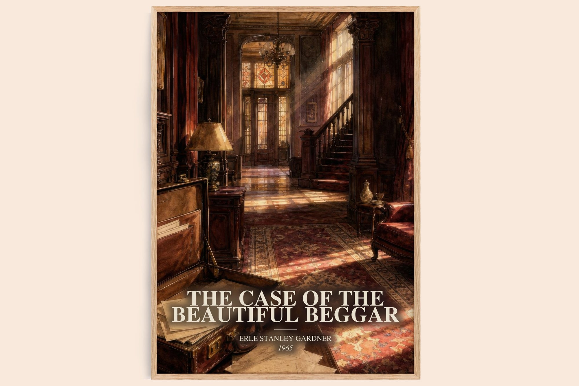 The Case Of The Beautiful Beggar watercolour book poster by Erle Stanley Gardner – framed literary art print