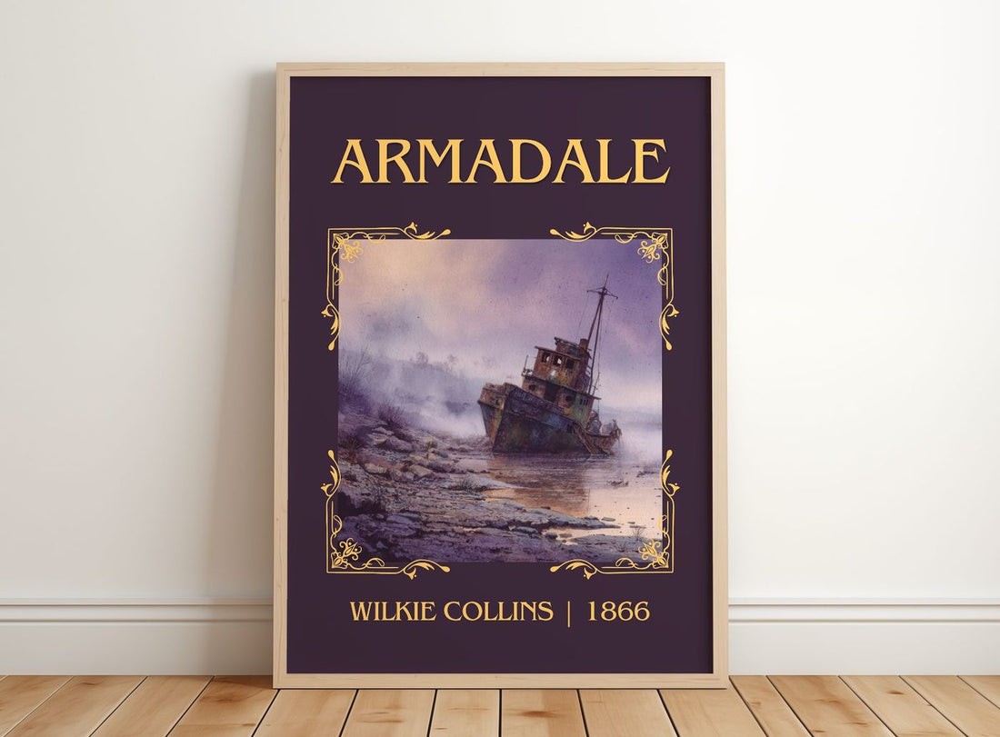 Armadale Classic Book Art Print by Wilkie Collins – framed print leaning on a wooden floor