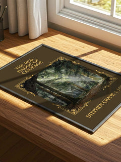 The Red Badge Of Courage Classic Book Art Print by Stephen Crane – print on a sunlit desk