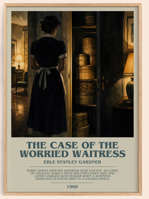The Case Of The Worried Waitress bookish book poster by Erle Stanley Gardner – framed literary art print